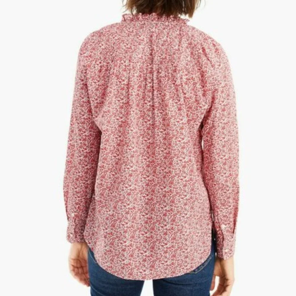 J. Crew Ditzy Floral Liberty Chamomile Print Shirt Blouse 2 Ruffle Cottagecore